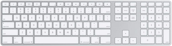 Left-handed keyboard: keypad on right, empty space on left.